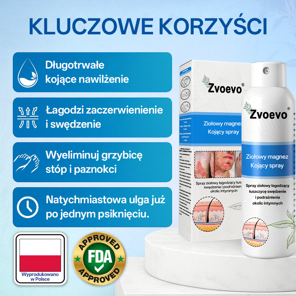 ✅ Oficjalny Sklep: Zvoevo® Magnezowy Ziołowy Spray na Łuszczycę ⚕️ Certyfikowany przez FDA (Łagodzi łuszczycę i egzemę, poprawia infekcje bakteryjne w okolicach intymnych, leczy trądzik i brodawki, łagodzi ból stawów i ból neuropatyczny)