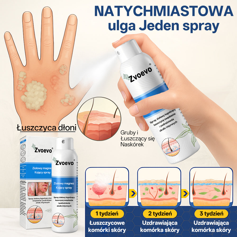 ✅ Oficjalny Sklep: Zvoevo® Magnezowy Ziołowy Spray na Łuszczycę ⚕️ Certyfikowany przez FDA (Łagodzi łuszczycę i egzemę, poprawia infekcje bakteryjne w okolicach intymnych, leczy trądzik i brodawki, łagodzi ból stawów i ból neuropatyczny)
