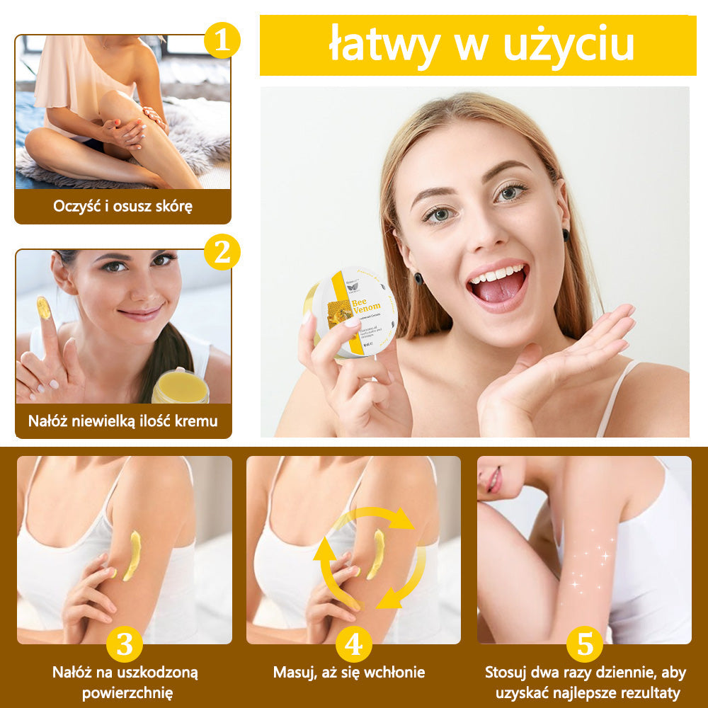 ✅flysmus™ Krem Leczniczy z Jadem Pszczelim🐝: Leczenie egzemy, łuszczycy, trądziku, trądziku różowatego, infekcji grzybiczych, brodawek