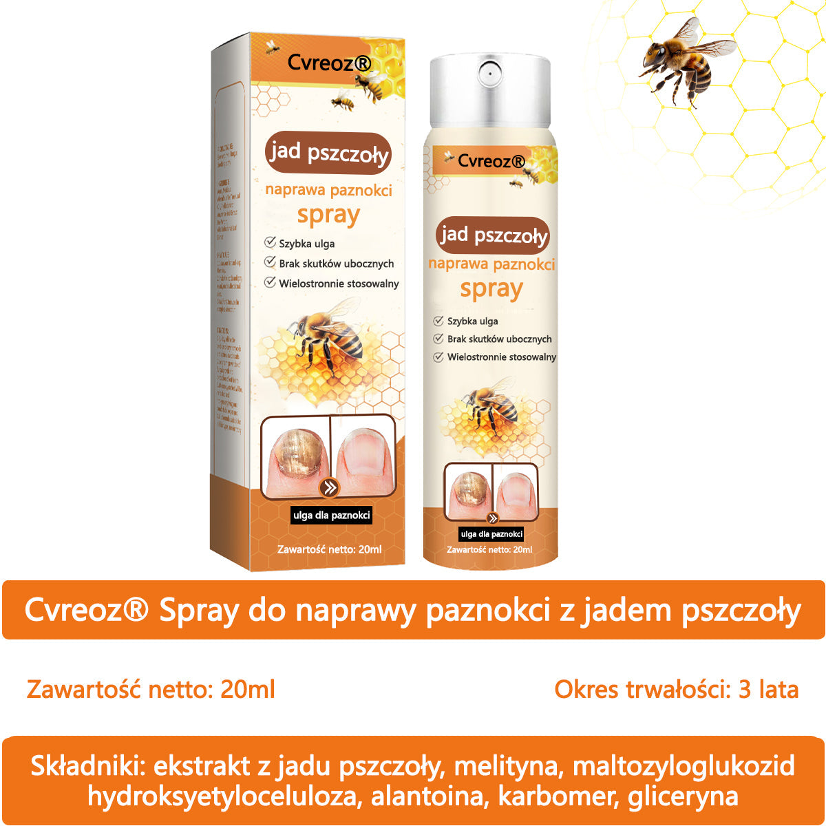 👣Spray z jadem pszczelim na paznokcie✅ Certyfikowany przez PTD👣👣