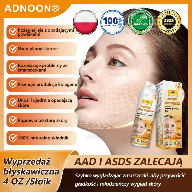 Oficjalny sklep✅: ADNOON® Botox Skin Care Spray, przeciwstarzeniowy, nawilżający, naprawczy, wyrównujący koloryt skóry, leczący trądzik i przebarwienia, usuwający brodawki i znamiona, łagodzący łuszczycę (certyfikowany przez GIS)✨
