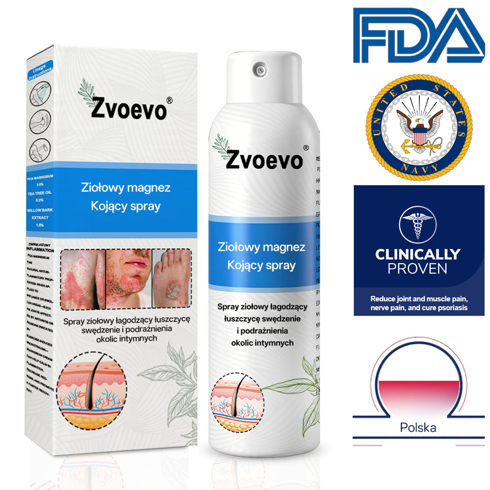 ✅ Oficjalny Sklep: Zvoevo® Magnezowy Ziołowy Spray na Łuszczycę ⚕️ Certyfikowany przez FDA (Łagodzi łuszczycę i egzemę, poprawia infekcje bakteryjne w okolicach intymnych, leczy trądzik i brodawki, łagodzi ból stawów i ból neuropatyczny)