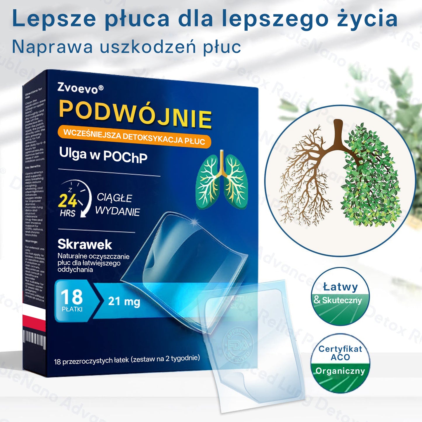 ✅🫁 Zvoevo® Podwójne Nano – Plastry na ulgę przy POChP 💝 (kaszel, świszczący oddech, duszność, flegma, zatkany nos, zapalenie oskrzeli, alergie, dyskomfort płuc)