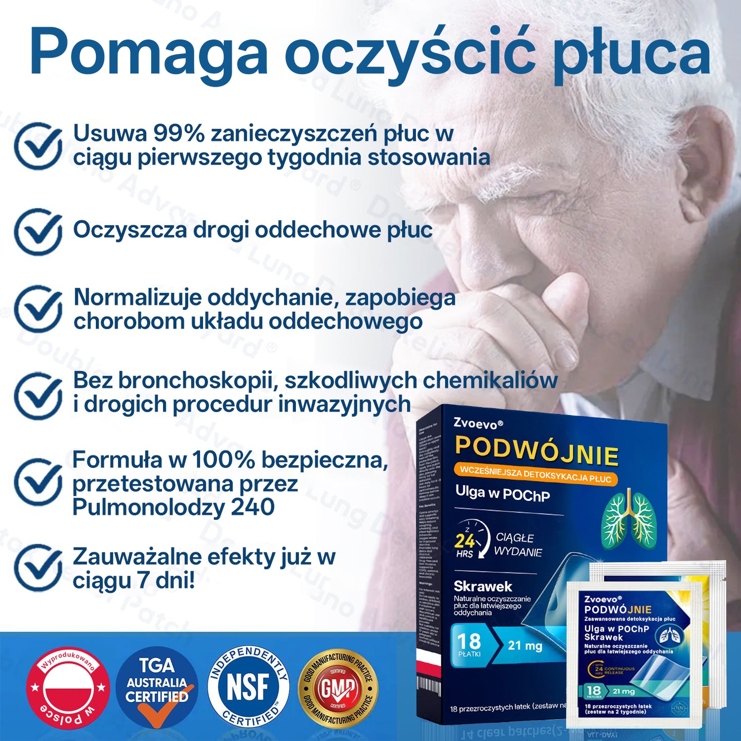 ✅🫁 Zvoevo® Podwójne Nano – Plastry na ulgę przy POChP 💝 (kaszel, świszczący oddech, duszność, flegma, zatkany nos, zapalenie oskrzeli, alergie, dyskomfort płuc)
