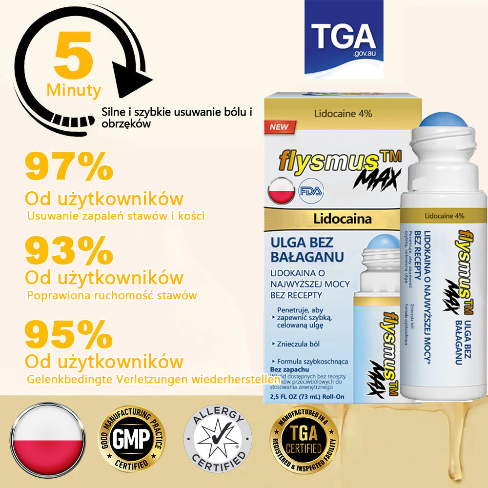 ✅Oficjalny sklep: flysmus™ Lidocaine Szybko działający środek przeciwbólowy i leczniczy 👨⚕️Zatwierdzony przez Polskie Towarzystwo Ortopedyczne (PTG) (łagodzi ból stawów, obrzęki, sztywność, zaczerwienienia, ciepło, bolesność i zmęczenie stawów)