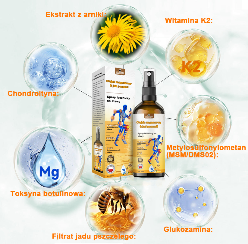 ✅Oficjalny sklep: Ouryard™ Olej magnezowy i miód w sprayu do naprawy stawów👨⚕️Zatwierdzony przez Polską Agencję Leków, Wyrobów Medycznych i Produktów Biologicznych (URPL)