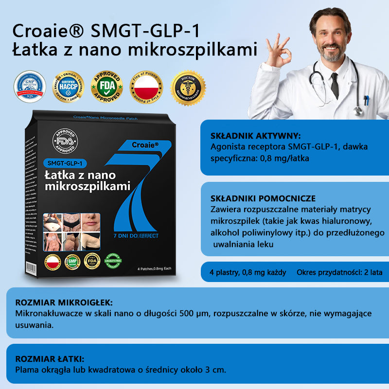 🔥[Zobacz wyniki w ciągu 7 dni 🛡Croaie® SMGT-GLP-1 Nano Microneedle Patch (Bezbolesny, długotrwały, zajmujący się cukrzycą, otyłością i chorobami układu krążenia).