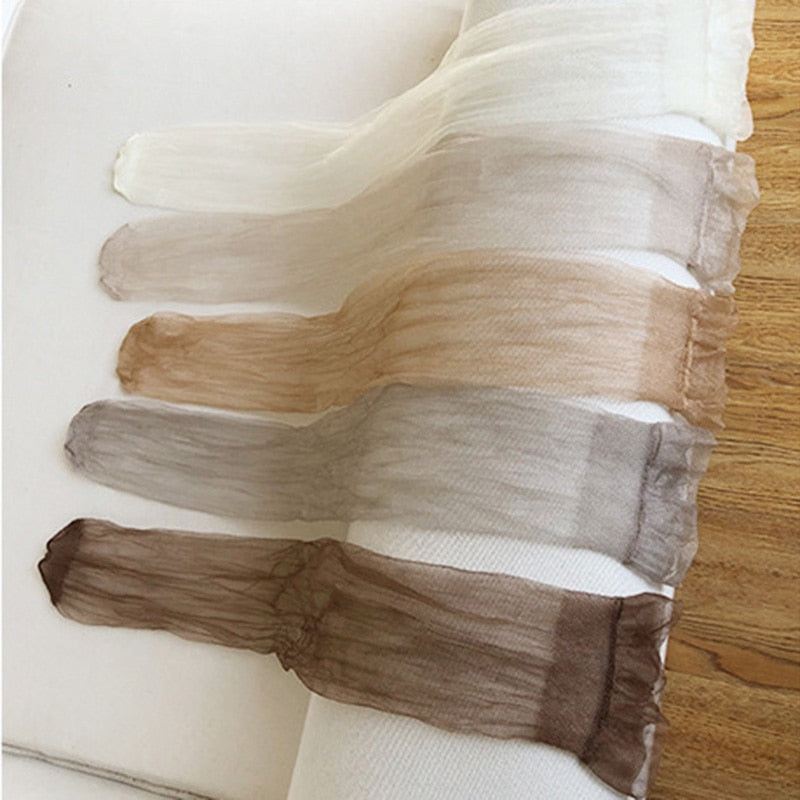 Sexy Ultra-thin Fluffy Socks Women Glisten Transparent Long Socks Tulle Chiffon Woman Socks Leg Female Streetwear Calcetines