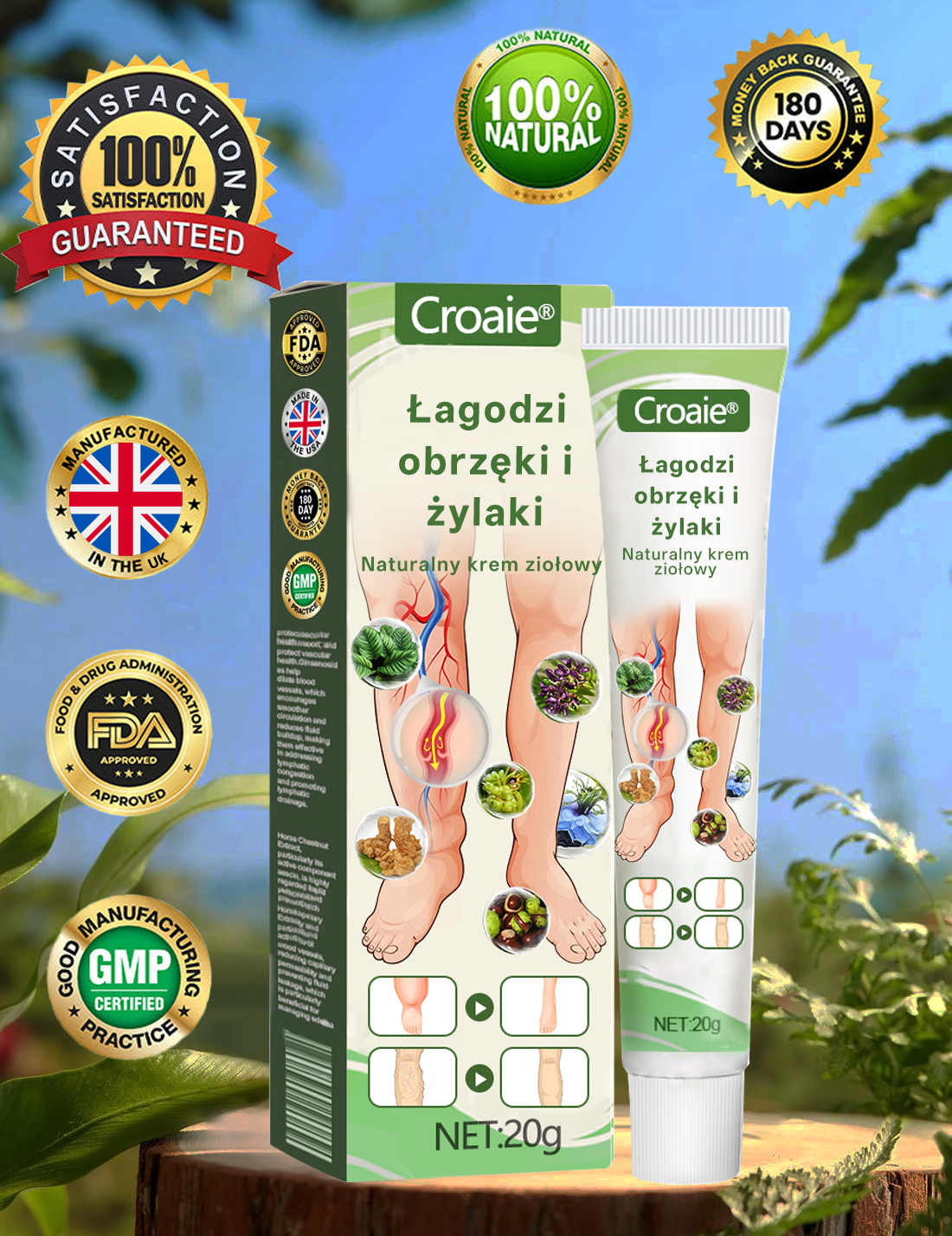 [ Efekty już w 7 dni ]👨‍⚕️ Croaie® Krem na Obrzęki i Żylaki (Certyfikat GMP UE • Opracowany na obrzęki, żylaki i słabe krążenie krwi 🦵)