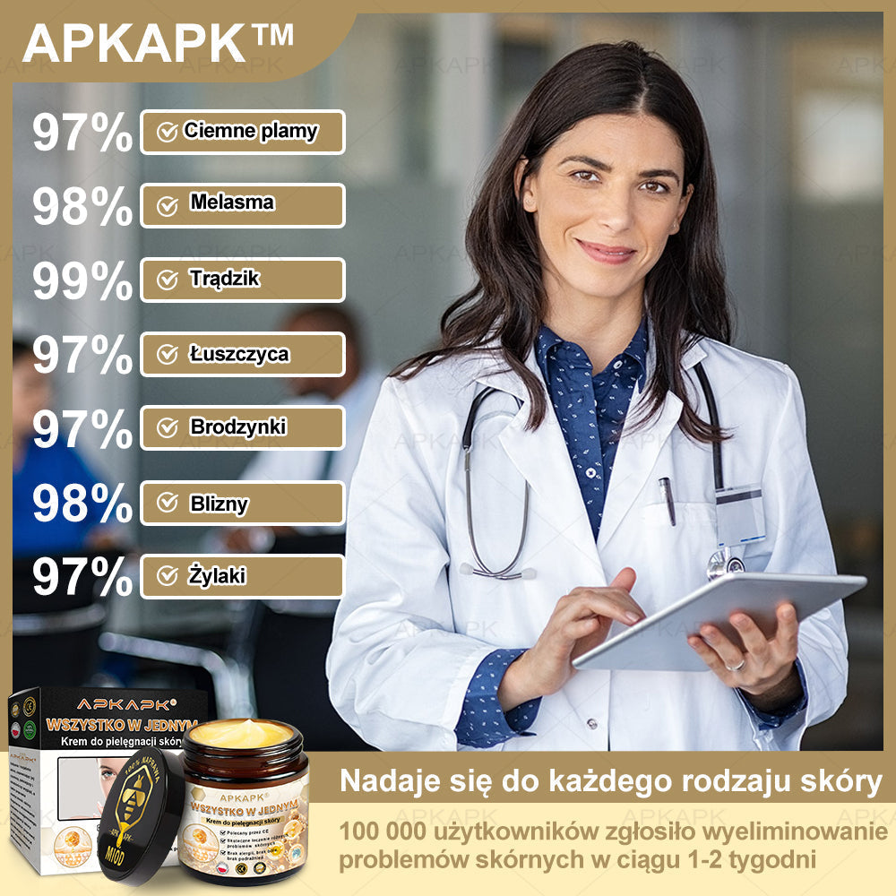 APKAPK™ Skuteczny krem do kompleksowej pielęgnacji skóry, 🧑‍⚕️🧑‍⚕️🧑‍⚕️zatwierdzony przez Polskie Towarzystwo Dermatologiczne (PTD) oraz  – Państwowy Zakład Higieny (PZH).